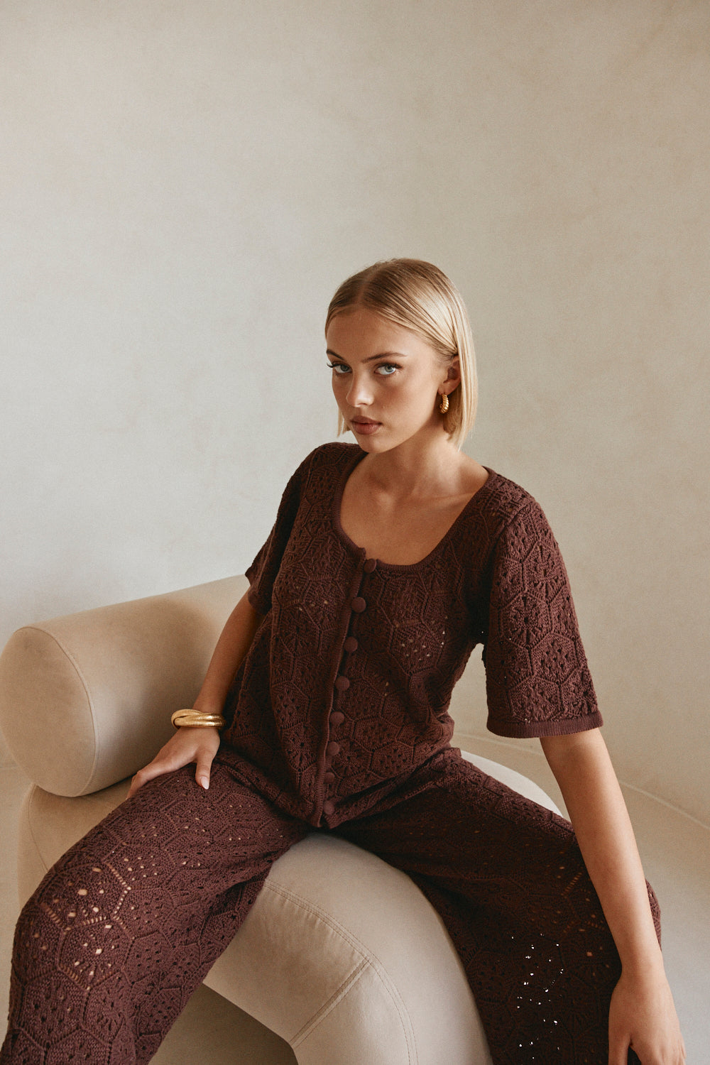 Crochet Cotton Buttoned Top