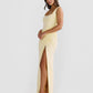 Square-Neck Draped Crepe Gown