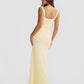 Square-Neck Draped Crepe Gown
