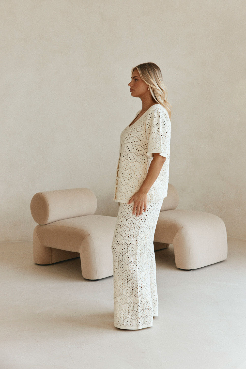 Crochet Cotton Buttoned Top