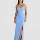 Square-Neck Draped Crepe Gown