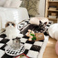 Cream Plaid Fuzzy Pet Mat