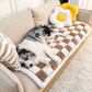 Cream Plaid Fuzzy Pet Mat