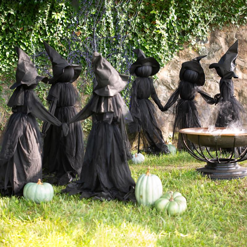 3 Light Up Witch Statues