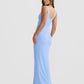 Square-Neck Draped Crepe Gown