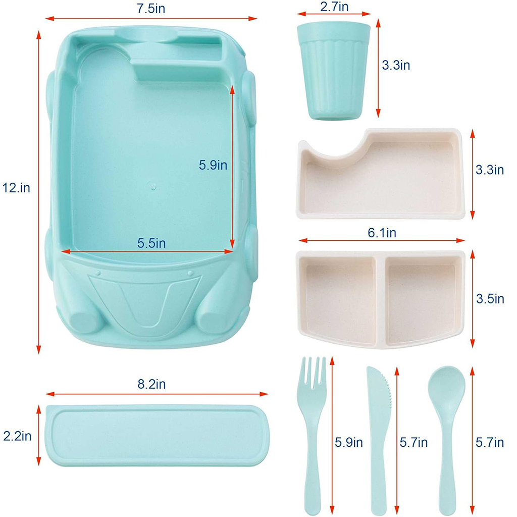 Kids Bamboo Dinnerware Set 8Pcs – Light Green (YK-001)