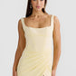 Square-Neck Draped Crepe Gown