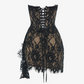 Black Lace Corset Draped Mini Dress