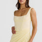 Square-Neck Draped Crepe Gown
