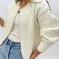 Pearl Trim Ripped Hem Cardigan