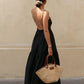 Solid Backless Long Dress