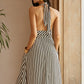Stripe Backless Pockets Dress