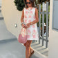 Romantic Print Sleeveless Short Dress