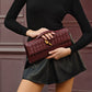 Two Way Woven Flap Clutch Shoulder Bag