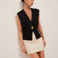 V-Neck Buttoned Detail Sweater Vest