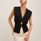 V-Neck Buttoned Detail Sweater Vest