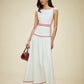 Cotton Contrast Trim Back Tie Dress