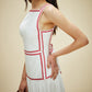 Cotton Contrast Trim Back Tie Dress