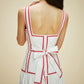 Cotton Contrast Trim Back Tie Dress
