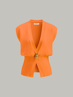 V-Neck Buttoned Detail Sweater Vest