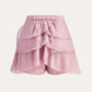Semi-Sheer Chiffon Draped Skort With 3D Rosette