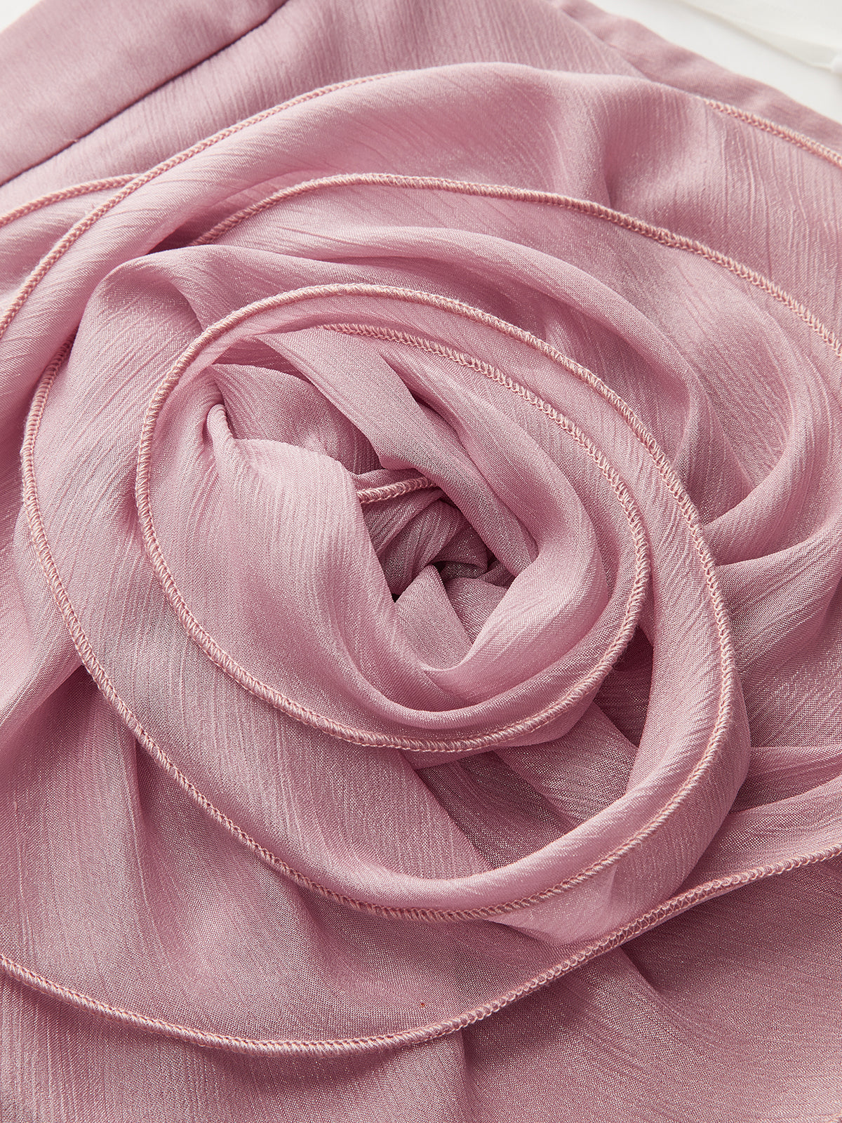 Semi-Sheer Chiffon Draped Skort With 3D Rosette