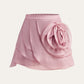 Semi-Sheer Chiffon Draped Skort With 3D Rosette