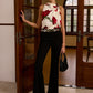 Floral Print Sleeveless Blouse with Knot Detail