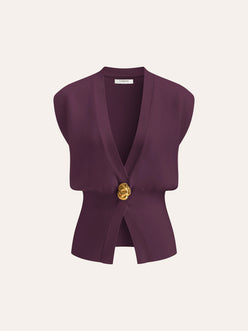 V-Neck Buttoned Detail Sweater Vest