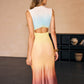 Gradient Mesh Backless Maxi Dress