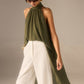 Semi-Sheer Halter-Neck Chiffon Long Top