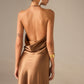 Satin Halter-Neck Backless Maxi Dress