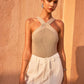 Cross-Strap Knit Halter Top