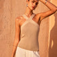 Cross-Strap Knit Halter Top