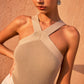 Cross-Strap Knit Halter Top