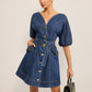 Pocketed Belted Denim Dress