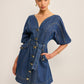 Pocketed Belted Denim Dress
