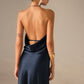 Satin Halter-Neck Backless Maxi Dress