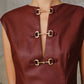PU Leather Metal Buckle Sleeveless Mini Dress