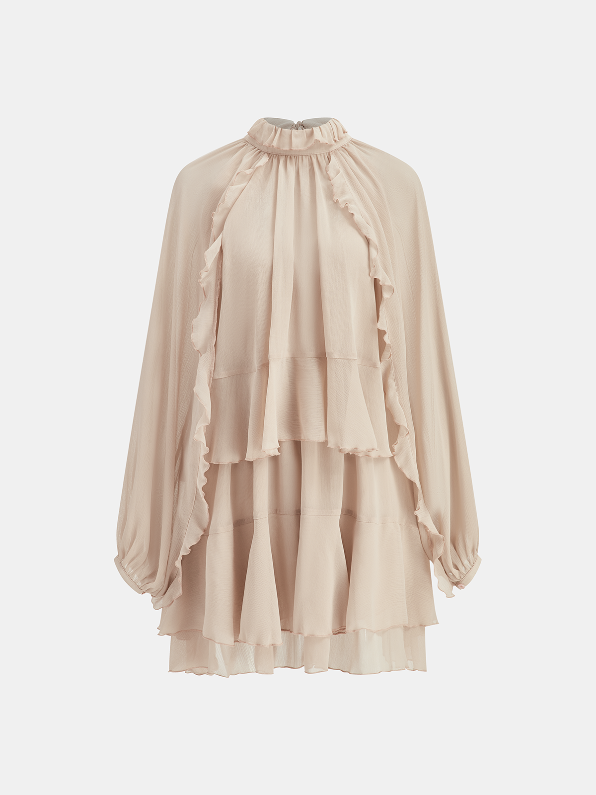 Tiered Ruffle Chiffon Mini Dress Set with Liner