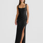 Square-Neck Draped Crepe Gown