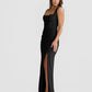 Square-Neck Draped Crepe Gown