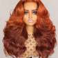 6x5 invisible knots Glueless Ginger Ombre Loose Body Wave Wig Pre-cut Lace Beginner Friendly