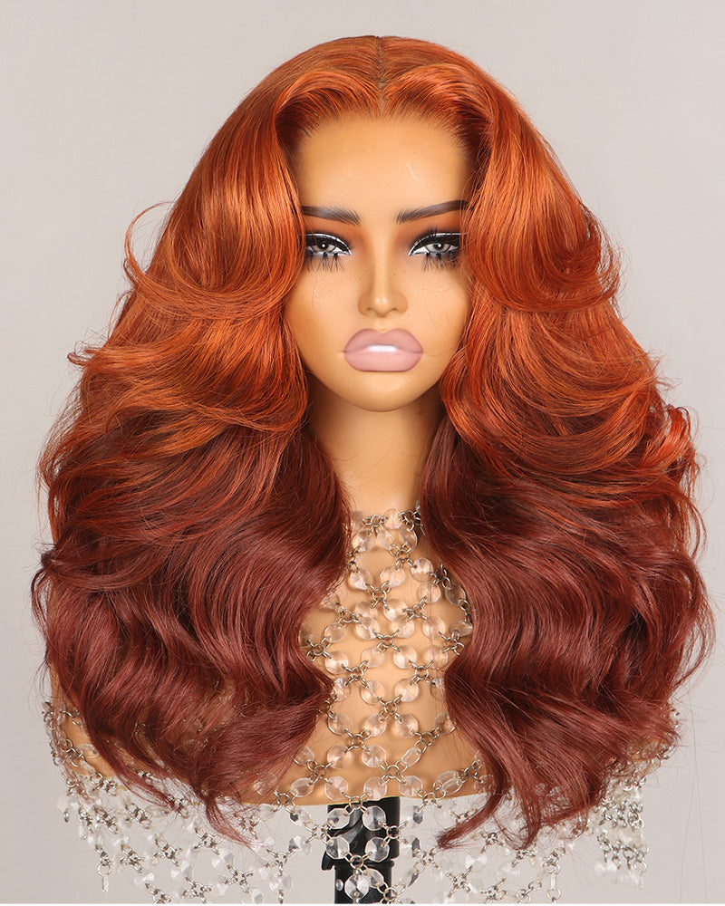 6x5 invisible knots Glueless Ginger Ombre Loose Body Wave Wig Pre-cut Lace Beginner Friendly