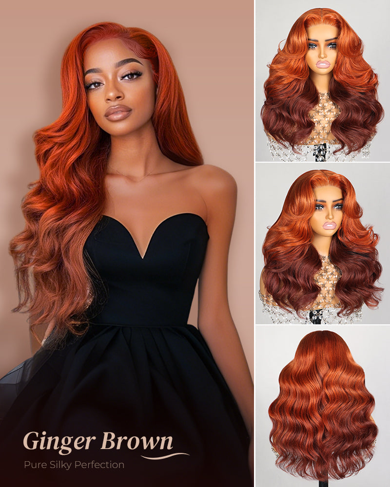 6x5 invisible knots Glueless Ginger Ombre Loose Body Wave Wig Pre-cut Lace Beginner Friendly