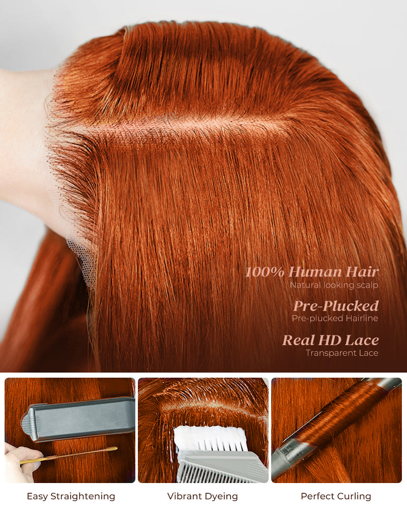 6x5 invisible knots Glueless Ginger Ombre Loose Body Wave Wig Pre-cut Lace Beginner Friendly