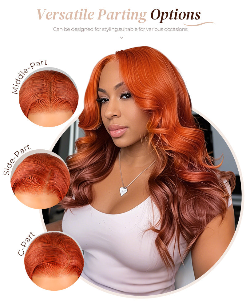 6x5 invisible knots Glueless Ginger Ombre Loose Body Wave Wig Pre-cut Lace Beginner Friendly