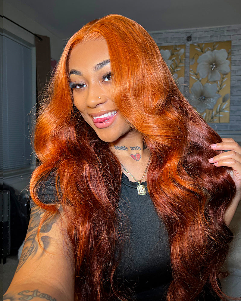 6x5 invisible knots Glueless Ginger Ombre Loose Body Wave Wig Pre-cut Lace Beginner Friendly