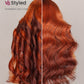 6x5 invisible knots Glueless Ginger Ombre Loose Body Wave Wig Pre-cut Lace Beginner Friendly