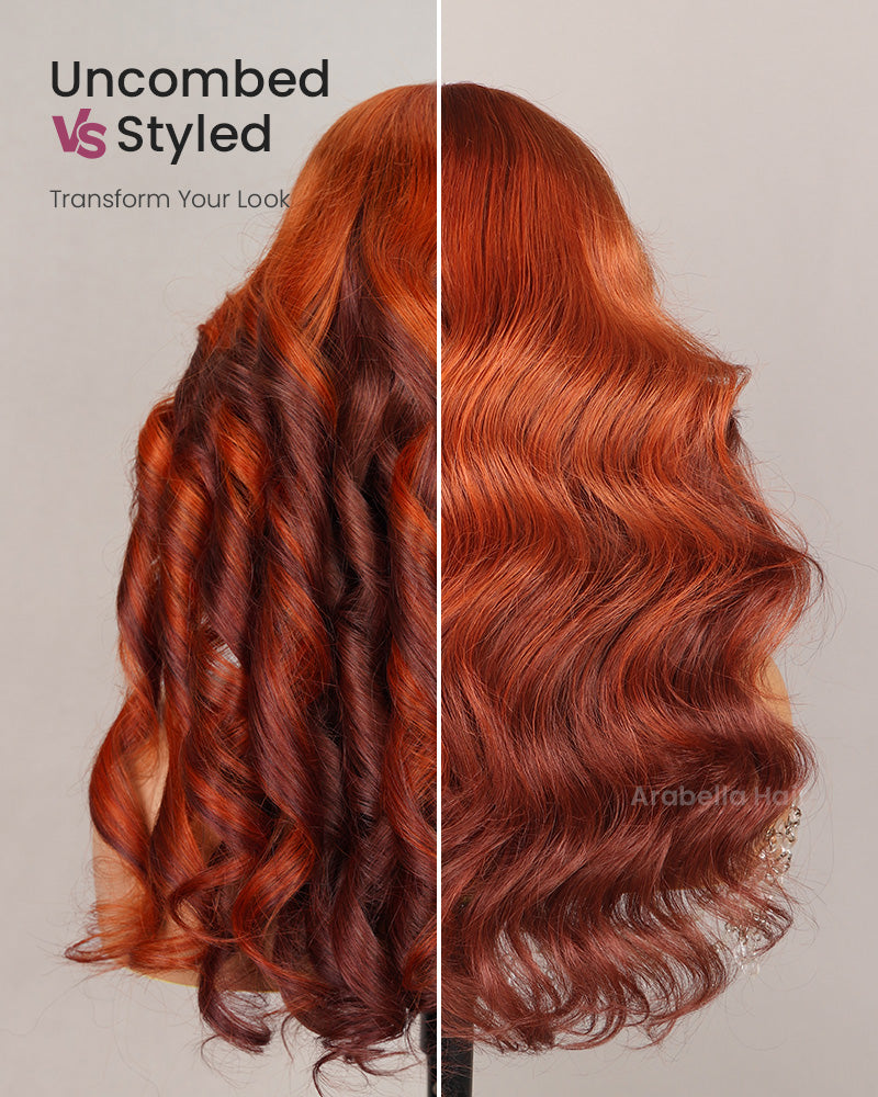 6x5 invisible knots Glueless Ginger Ombre Loose Body Wave Wig Pre-cut Lace Beginner Friendly